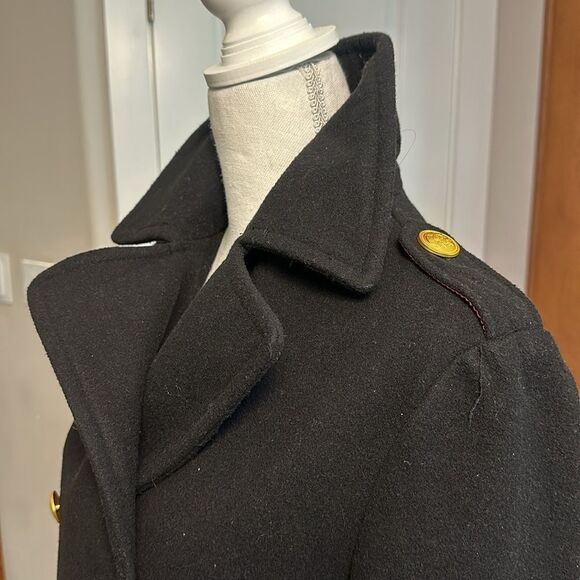 REBECCA MINKOFF OFFICER’S COAT WOOL BLEND ADMIRAL GOLD BUTTONS LINED $598 EUC S - Picture 9 of 17